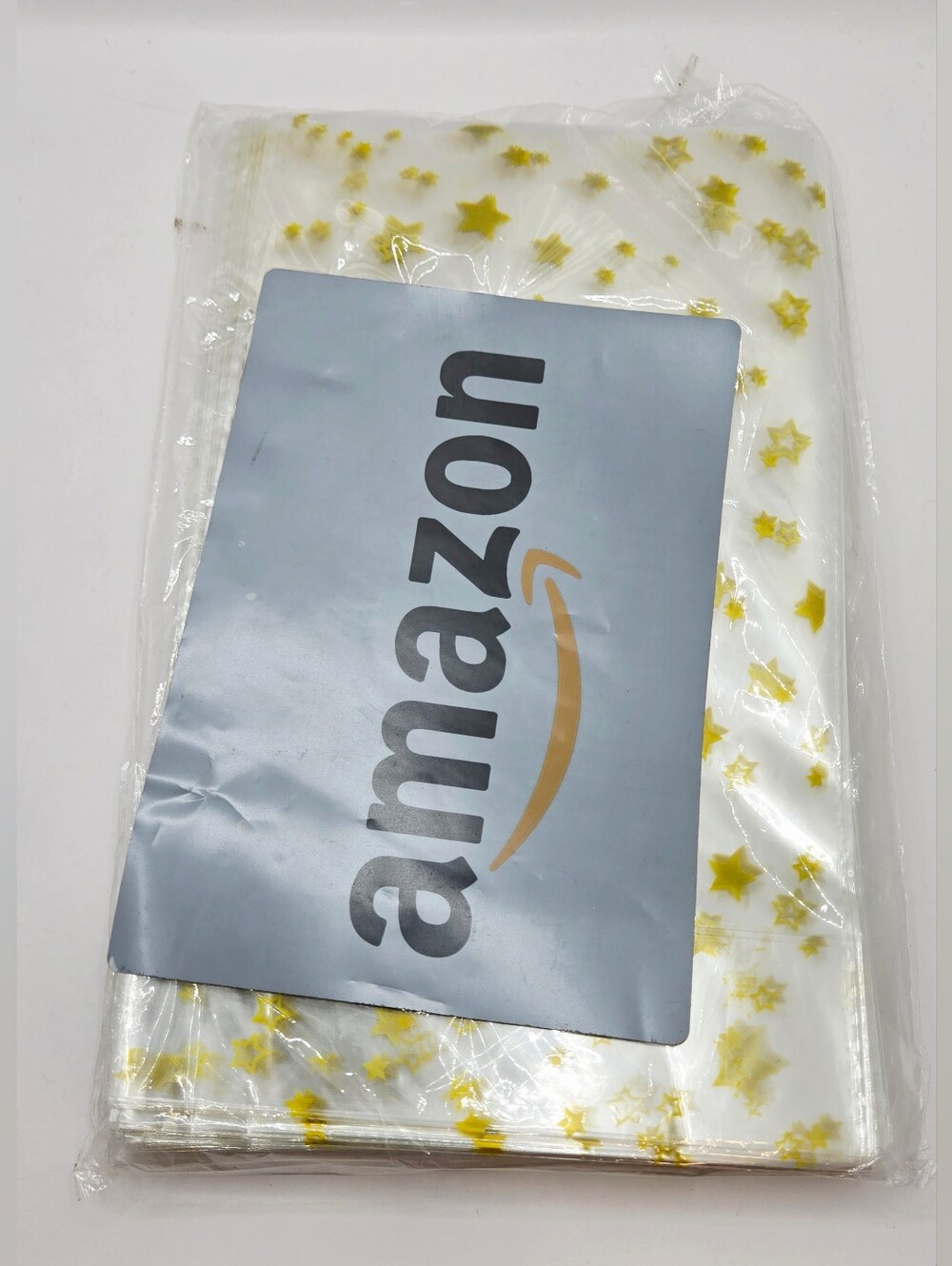 Clear Cellophane Treat Bags with Gold Stars & Gold Twist Ties Ne